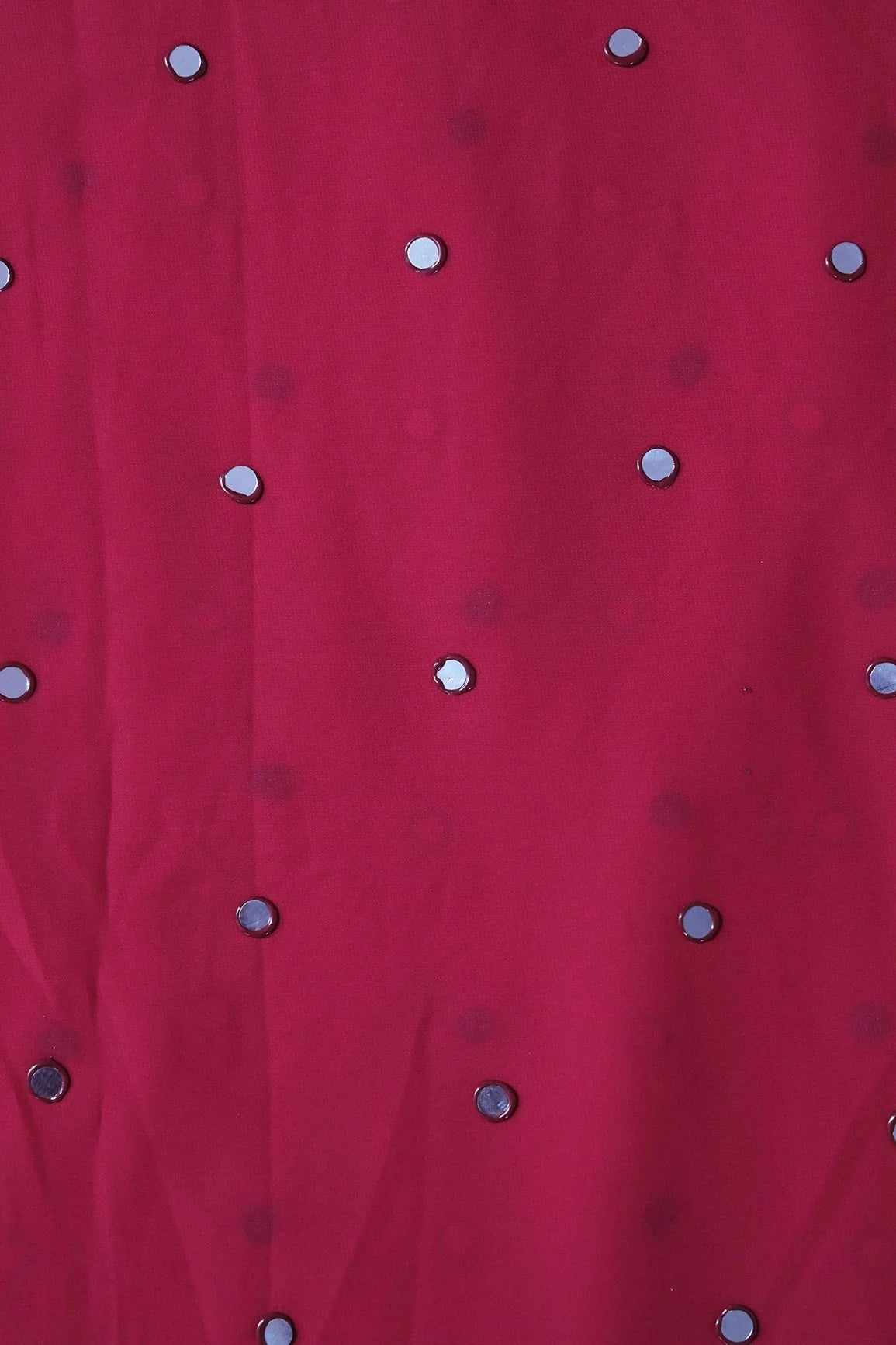 AIzaSyBcstauz-XMPRhEY21AUzeo032pxrXB5Ug - Beautiful Real Mirror Embroidery Work On Crimson Red Georgette Fabric