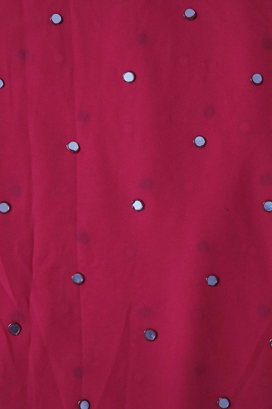 AIzaSyBcstauz-XMPRhEY21AUzeo032pxrXB5Ug - Beautiful Real Mirror Embroidery Work On Crimson Red Georgette Fabric