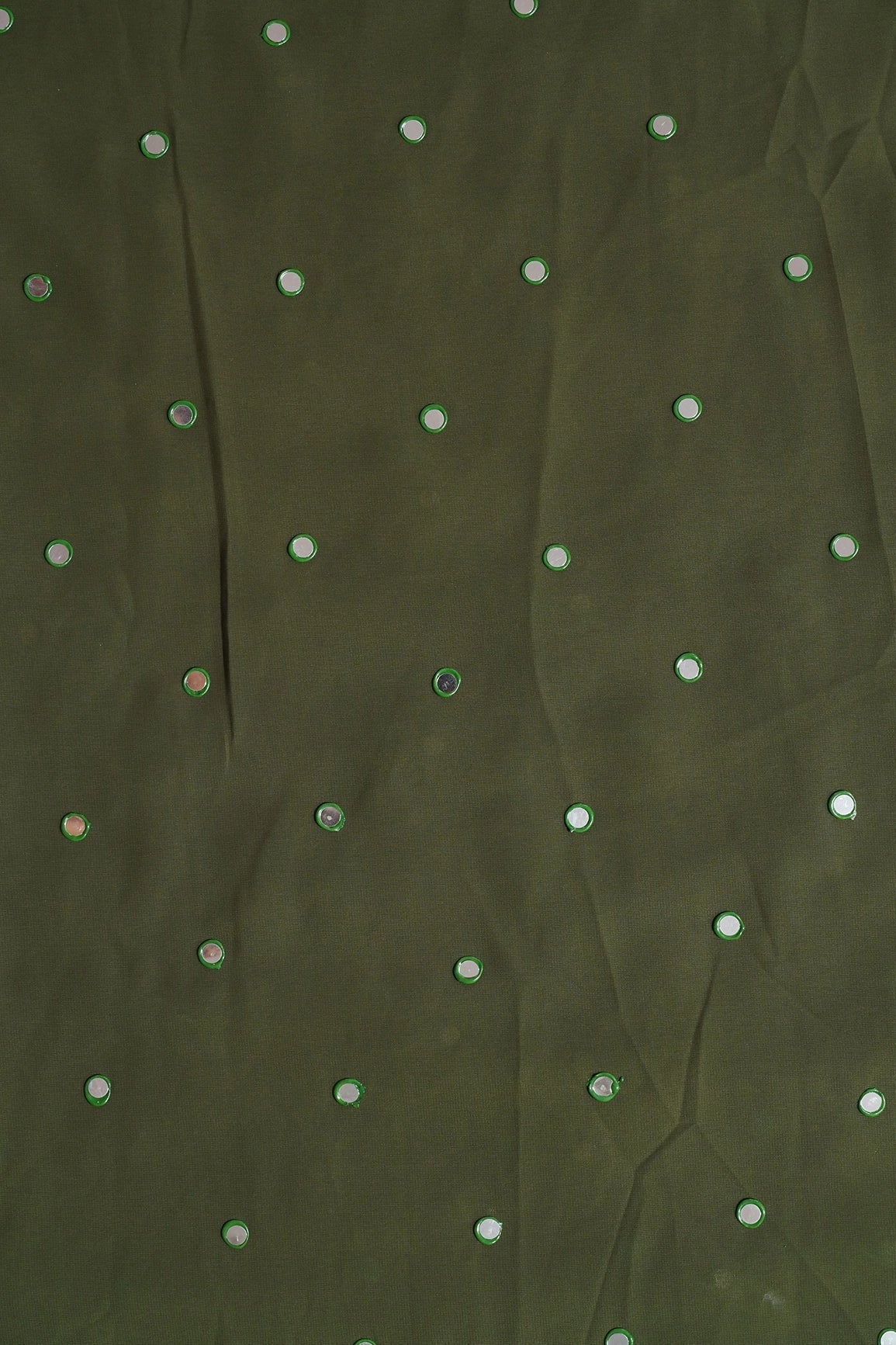 AIzaSyBcstauz-XMPRhEY21AUzeo032pxrXB5Ug - Beautiful Real Mirror Embroidery Work On Dark Olive Georgette Fabric
