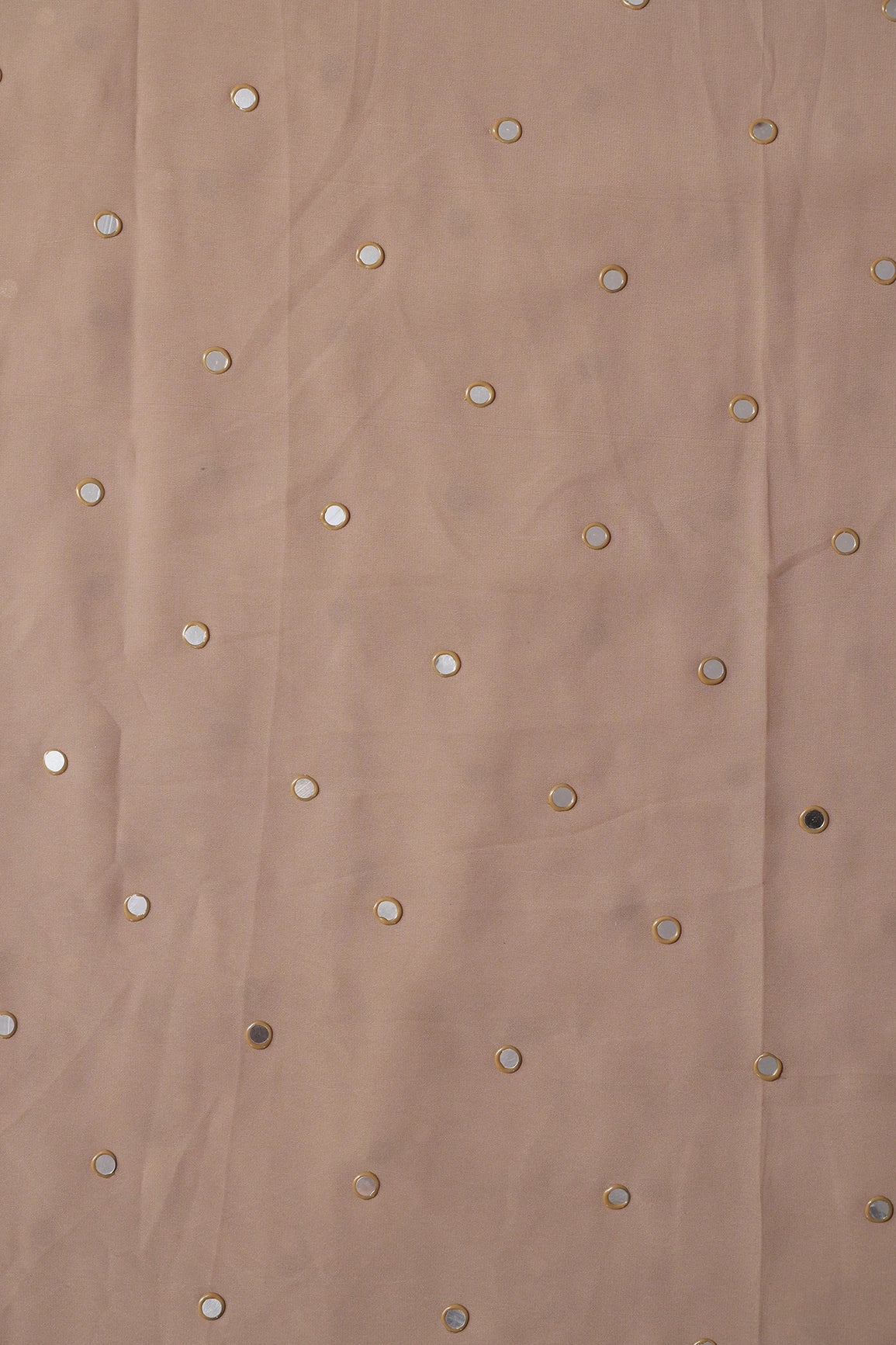 AIzaSyBcstauz-XMPRhEY21AUzeo032pxrXB5Ug - Beautiful Real Mirror Embroidery Work On Light Brown Georgette Fabric