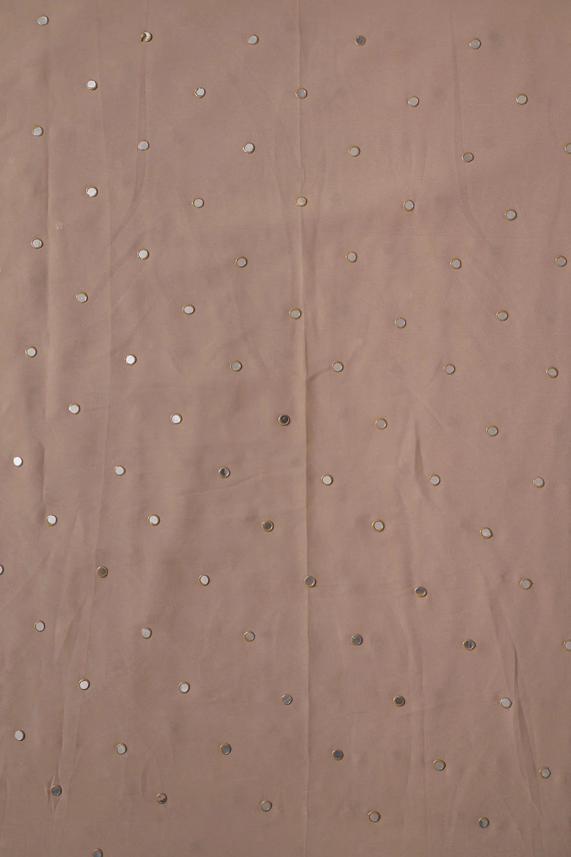 AIzaSyBcstauz-XMPRhEY21AUzeo032pxrXB5Ug - Beautiful Real Mirror Embroidery Work On Light Brown Georgette Fabric