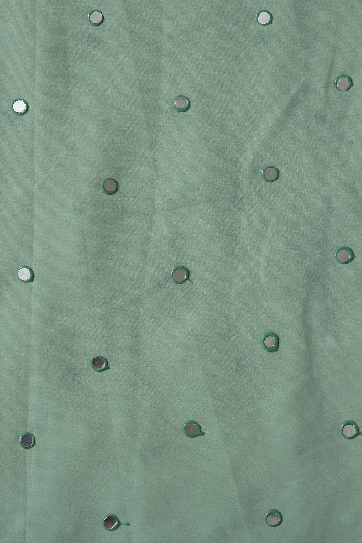 AIzaSyBcstauz-XMPRhEY21AUzeo032pxrXB5Ug - Beautiful Real Mirror Embroidery Work On Light Olive Georgette Fabric