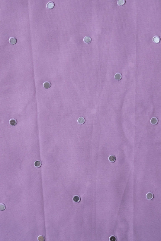 AIzaSyBcstauz-XMPRhEY21AUzeo032pxrXB5Ug - Beautiful Real Mirror Embroidery Work On Lilac Purple Georgette Fabric
