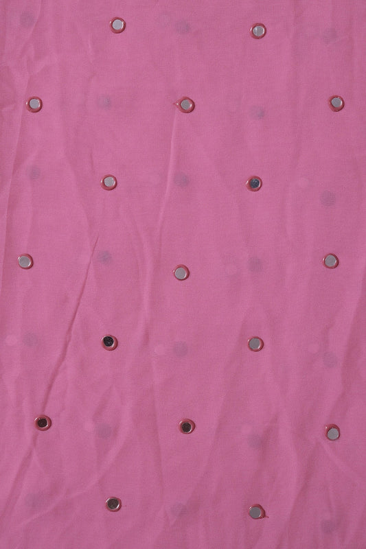 AIzaSyBcstauz-XMPRhEY21AUzeo032pxrXB5Ug - Beautiful Real Mirror Embroidery Work On Pink Georgette Fabric