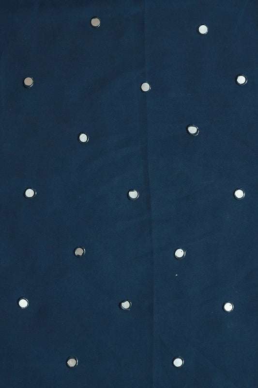 AIzaSyBcstauz-XMPRhEY21AUzeo032pxrXB5Ug - Beautiful Real Mirror Embroidery Work On Prussian Blue Georgette Fabric