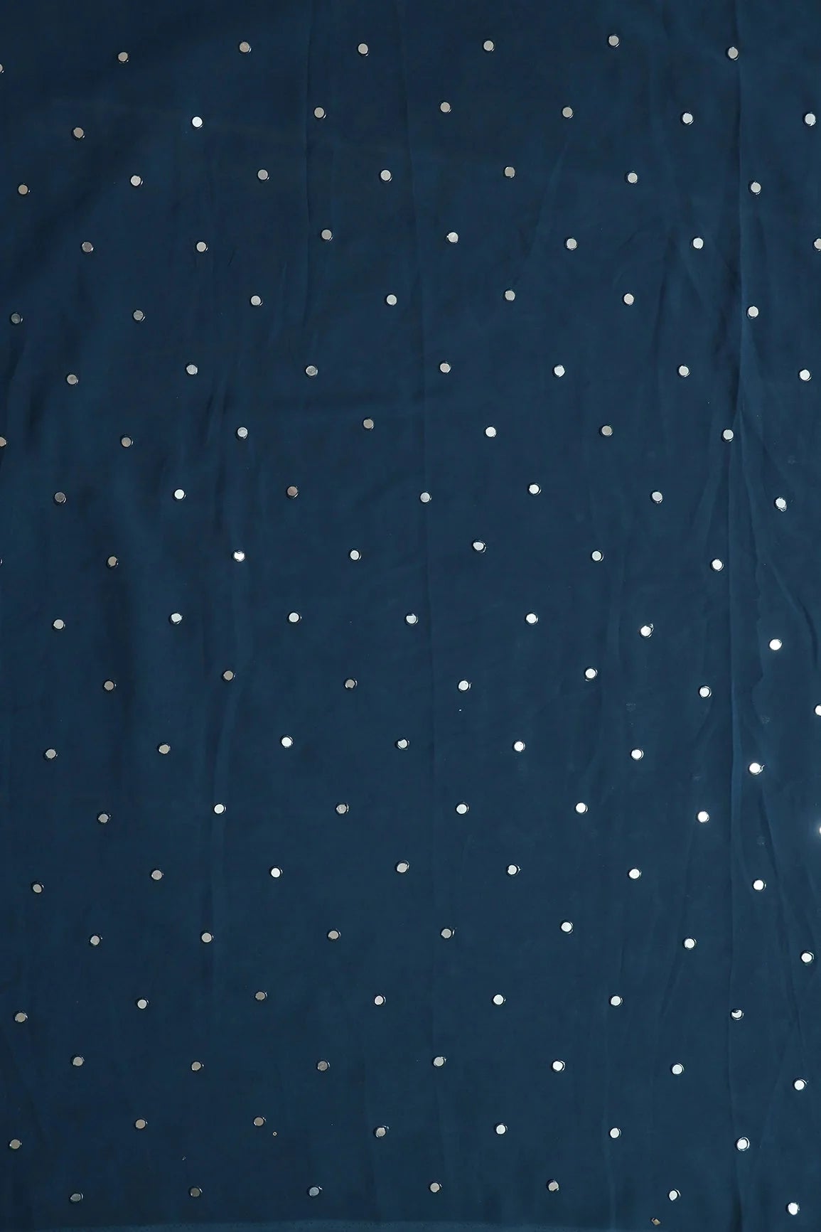 AIzaSyBcstauz-XMPRhEY21AUzeo032pxrXB5Ug - Beautiful Real Mirror Embroidery Work On Prussian Blue Georgette Fabric