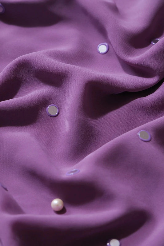 AIzaSyBcstauz-XMPRhEY21AUzeo032pxrXB5Ug - Beautiful Real Mirror Embroidery Work On Purple Georgette Fabric