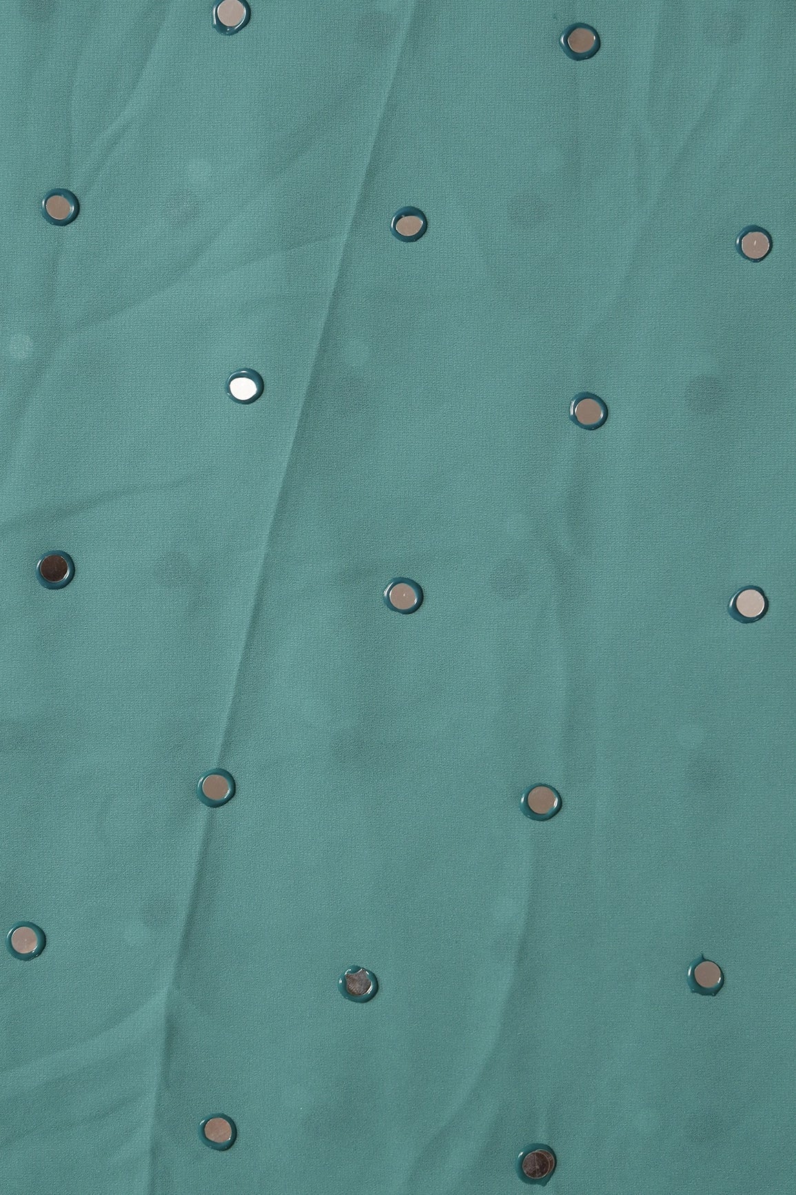 AIzaSyBcstauz-XMPRhEY21AUzeo032pxrXB5Ug - Beautiful Real Mirror Embroidery Work On Teal Georgette Fabric