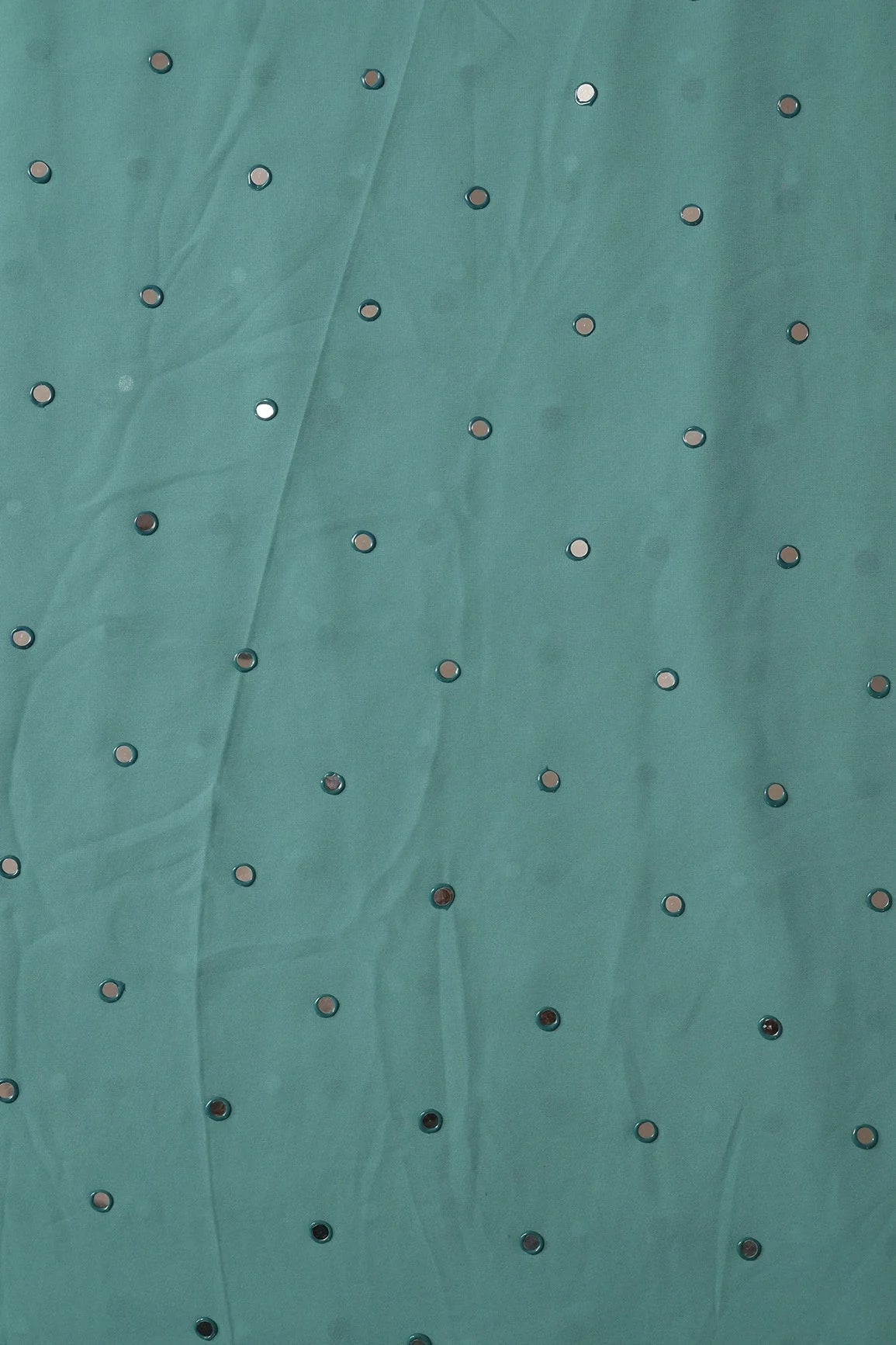 AIzaSyBcstauz-XMPRhEY21AUzeo032pxrXB5Ug - Beautiful Real Mirror Embroidery Work On Teal Georgette Fabric