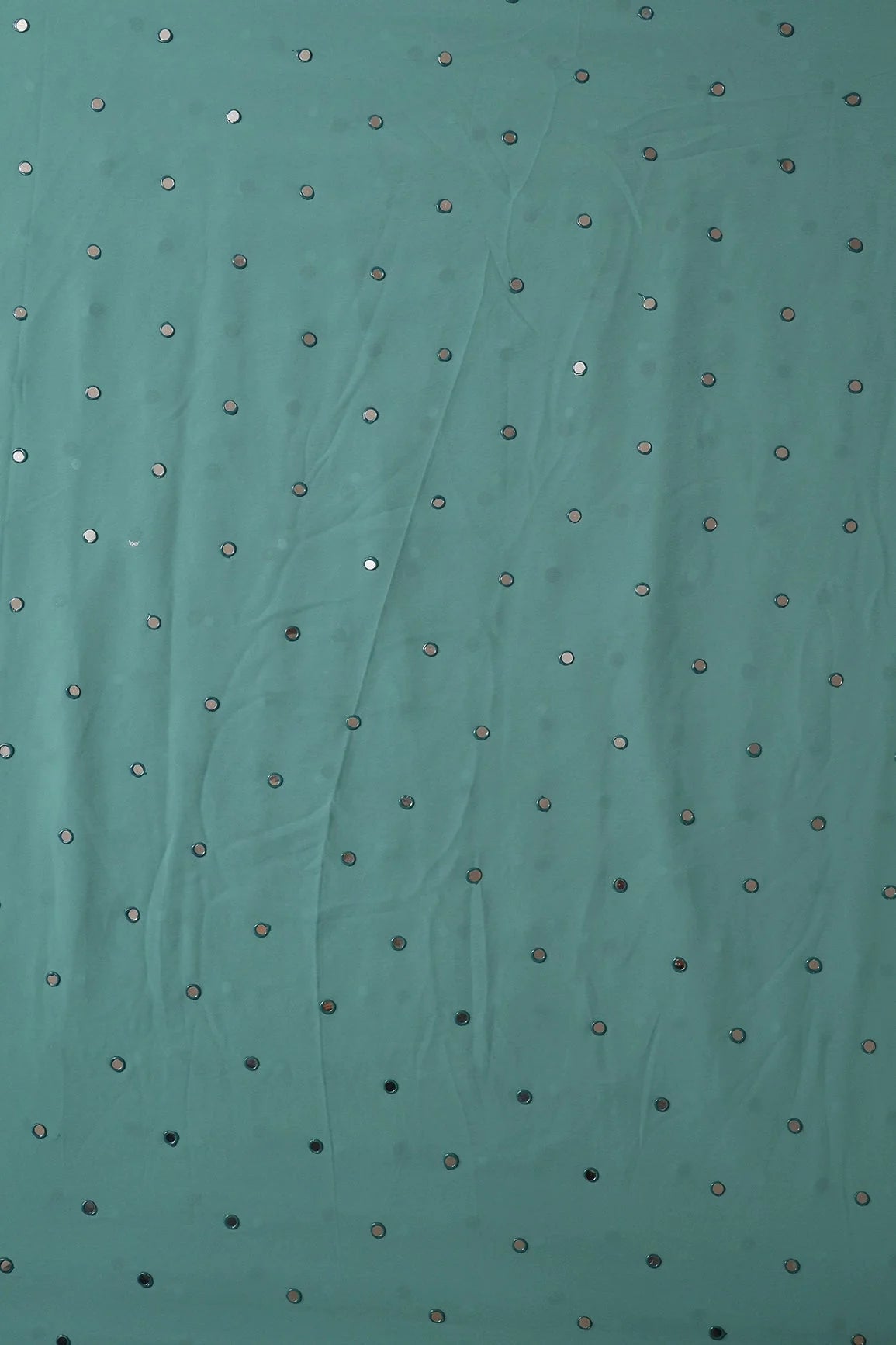 AIzaSyBcstauz-XMPRhEY21AUzeo032pxrXB5Ug - Beautiful Real Mirror Embroidery Work On Teal Georgette Fabric