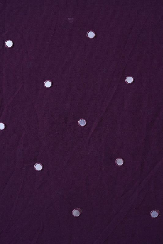 AIzaSyBcstauz-XMPRhEY21AUzeo032pxrXB5Ug - Beautiful Real Mirror Embroidery Work On Dark Purple Georgette Fabric