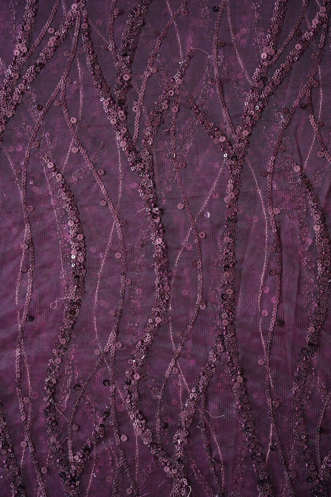 AIzaSyBcstauz-XMPRhEY21AUzeo032pxrXB5Ug - Beautiful Sequins With Wine Thread Wavy Embroidery Work On Wine Soft Net Fabric