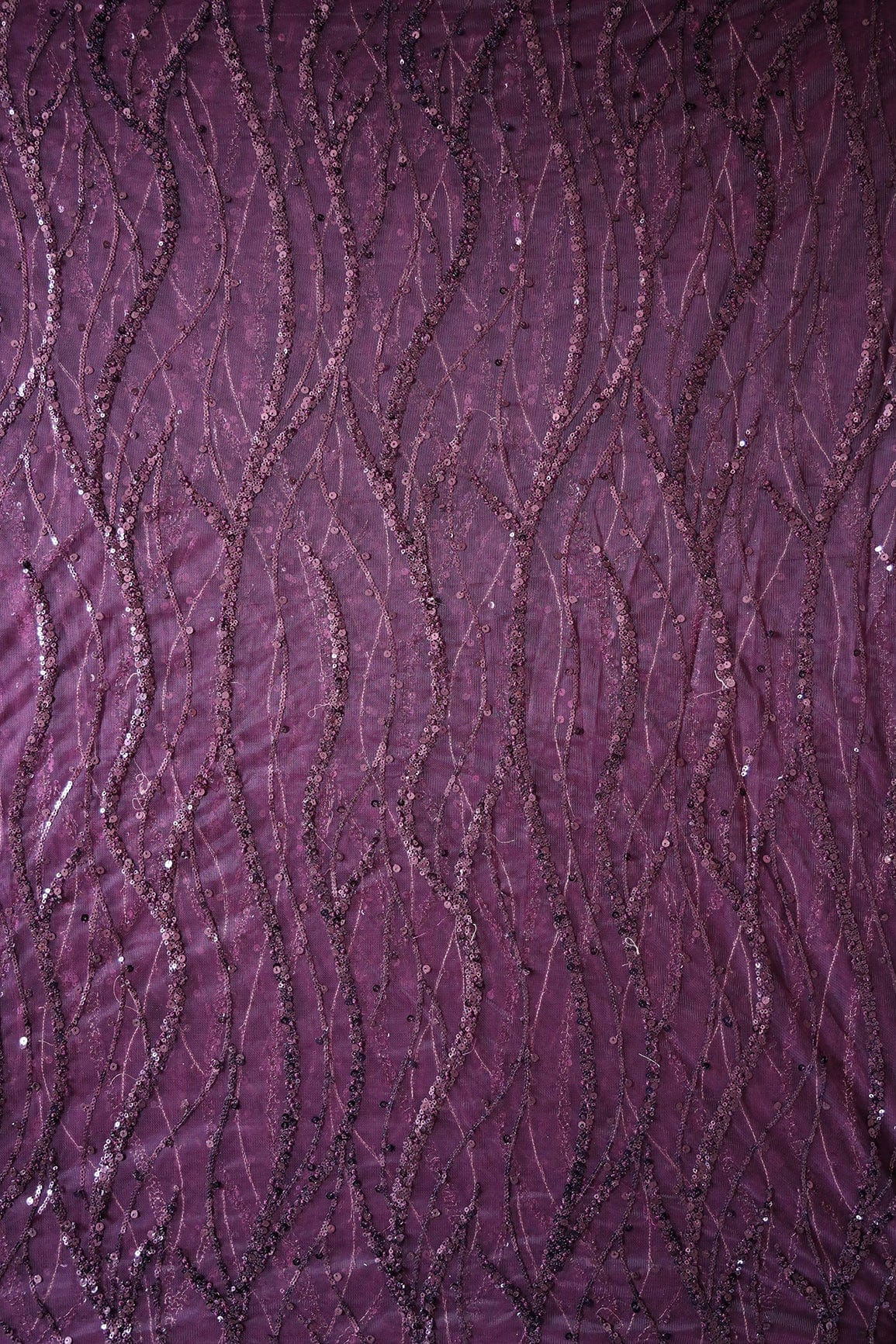 AIzaSyBcstauz-XMPRhEY21AUzeo032pxrXB5Ug - Beautiful Sequins With Wine Thread Wavy Embroidery Work On Wine Soft Net Fabric