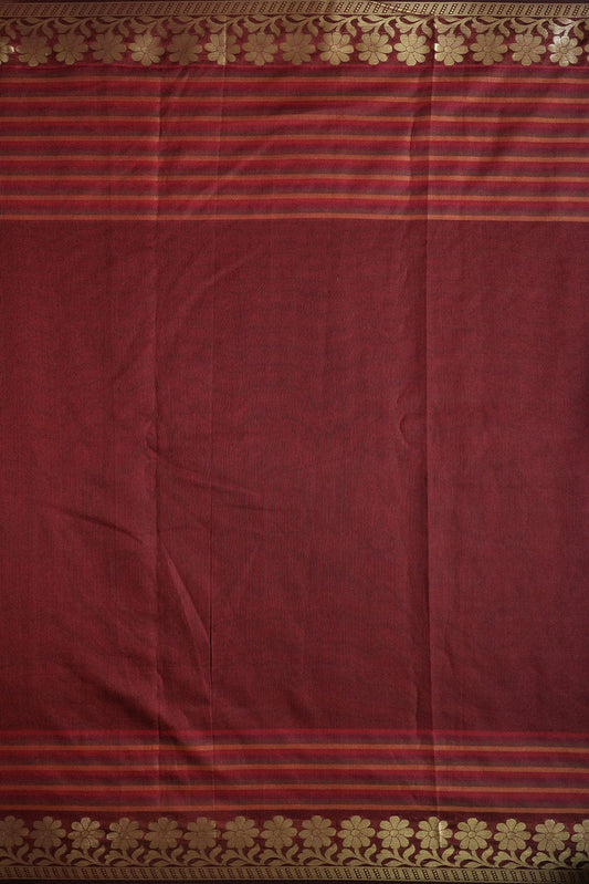 AIzaSyBcstauz-XMPRhEY21AUzeo032pxrXB5Ug - Beautiful Stripes With Floral Zari Jacquard Border Maroon Organza Fabric
