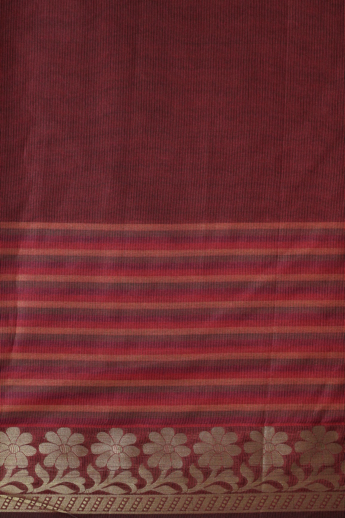 AIzaSyBcstauz-XMPRhEY21AUzeo032pxrXB5Ug - Beautiful Stripes With Floral Zari Jacquard Border Maroon Organza Fabric