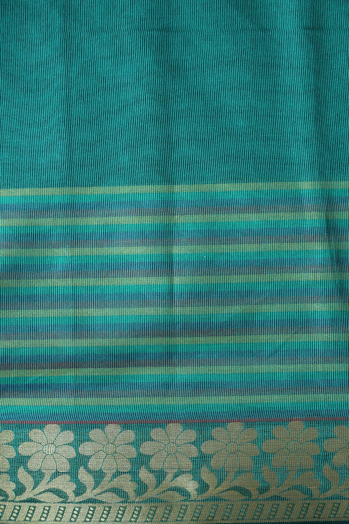 AIzaSyBcstauz-XMPRhEY21AUzeo032pxrXB5Ug - Beautiful Stripes With Floral Zari Jacquard Border Turquoise Organza Fabric