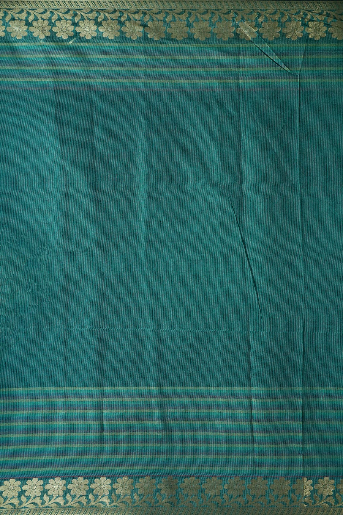 AIzaSyBcstauz-XMPRhEY21AUzeo032pxrXB5Ug - Beautiful Stripes With Floral Zari Jacquard Border Turquoise Organza Fabric