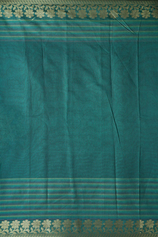 AIzaSyBcstauz-XMPRhEY21AUzeo032pxrXB5Ug - Beautiful Stripes With Floral Zari Jacquard Border Turquoise Organza Fabric