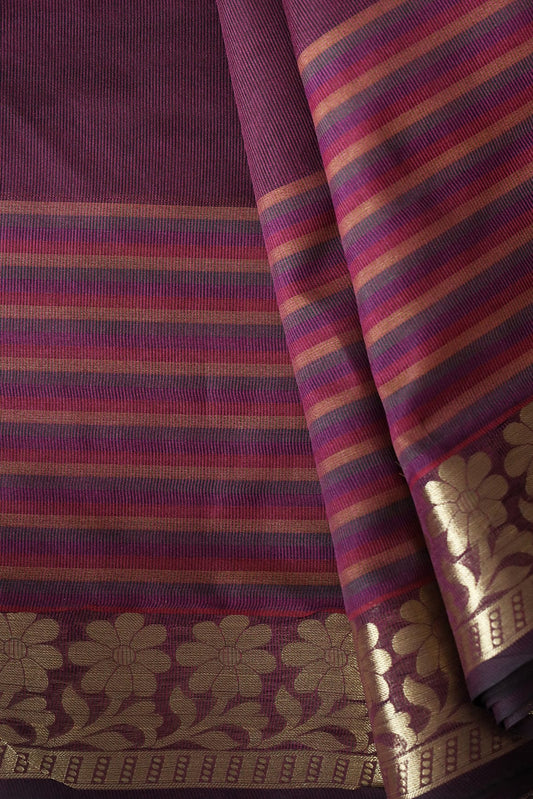AIzaSyBcstauz-XMPRhEY21AUzeo032pxrXB5Ug - Beautiful Stripes With Floral Zari Jacquard Border Wine Organza Fabric