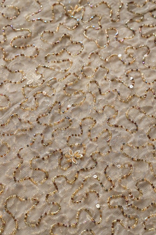 AIzaSyBcstauz-XMPRhEY21AUzeo032pxrXB5Ug - Beige Beads Abstract Handwork Embroidery On Soft Net Fabric