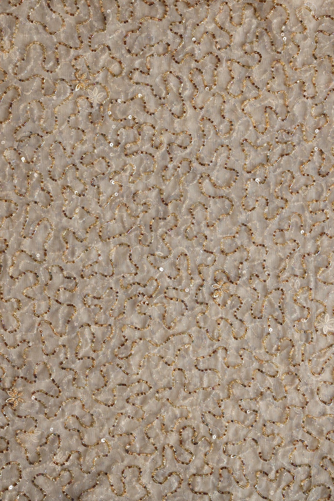 AIzaSyBcstauz-XMPRhEY21AUzeo032pxrXB5Ug - Beige Beads Abstract Handwork Embroidery On Soft Net Fabric