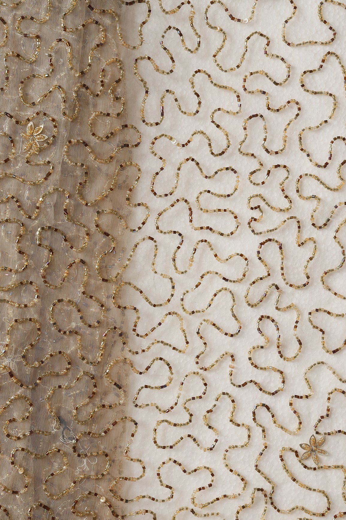 AIzaSyBcstauz-XMPRhEY21AUzeo032pxrXB5Ug - Beige Beads Abstract Handwork Embroidery On Soft Net Fabric