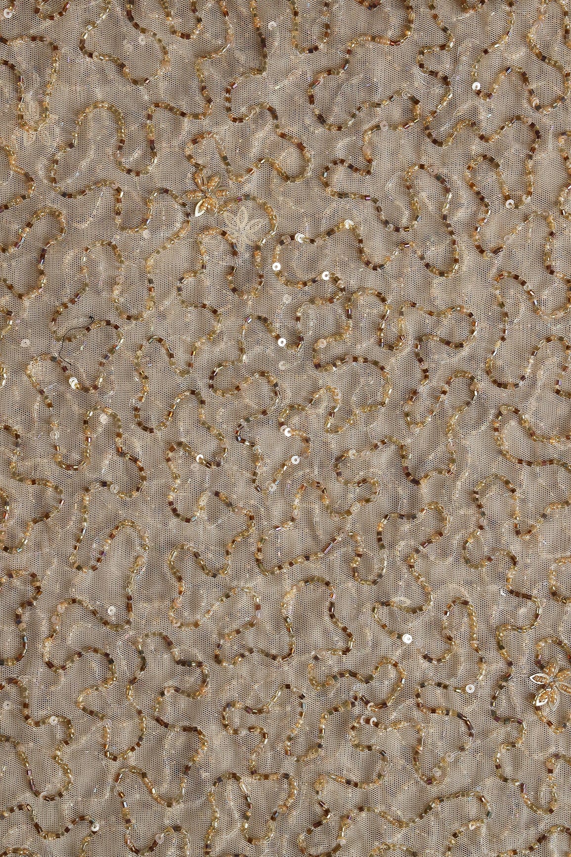 AIzaSyBcstauz-XMPRhEY21AUzeo032pxrXB5Ug - Beige Beads Abstract Handwork Embroidery On Soft Net Fabric