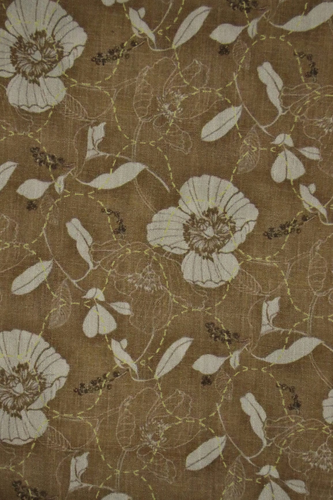 AIzaSyBcstauz-XMPRhEY21AUzeo032pxrXB5Ug - Beige Floral Digital Print on Tussar Satin Fabric