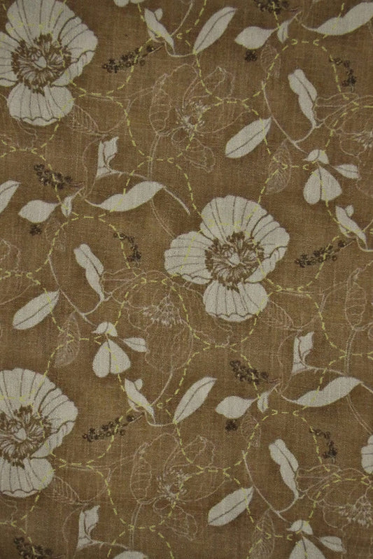 AIzaSyBcstauz-XMPRhEY21AUzeo032pxrXB5Ug - Beige Floral Digital Print on Tussar Satin Fabric