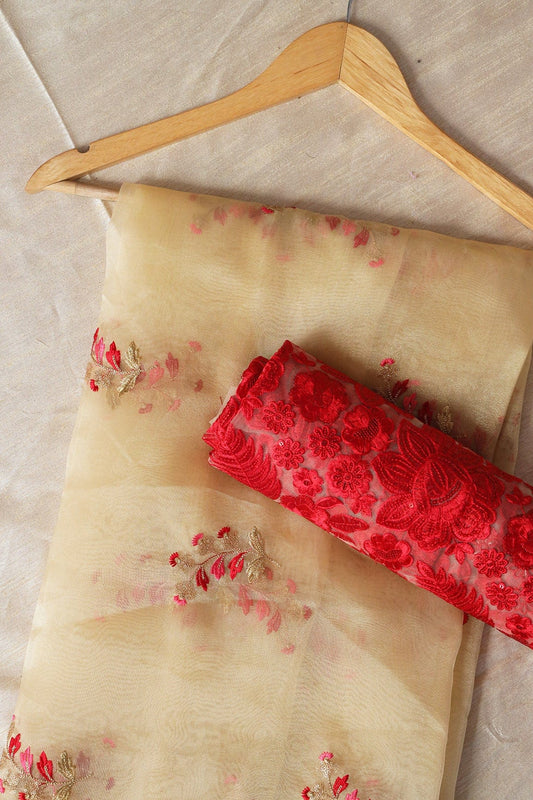 AIzaSyBcstauz-XMPRhEY21AUzeo032pxrXB5Ug - Beige Saree set (2 Piece)