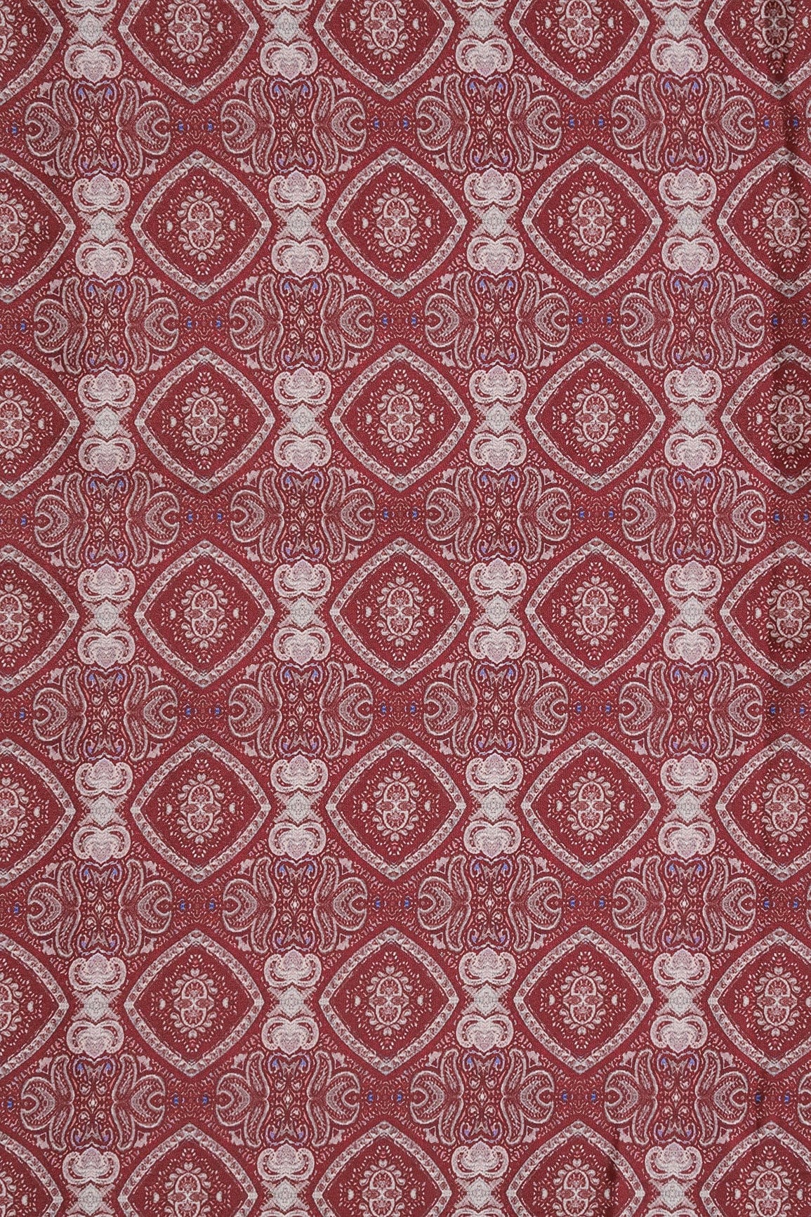 AIzaSyBcstauz-XMPRhEY21AUzeo032pxrXB5Ug - Beige Traditional Pattern Digital Print On Dark Maroon French Crepe Fabric