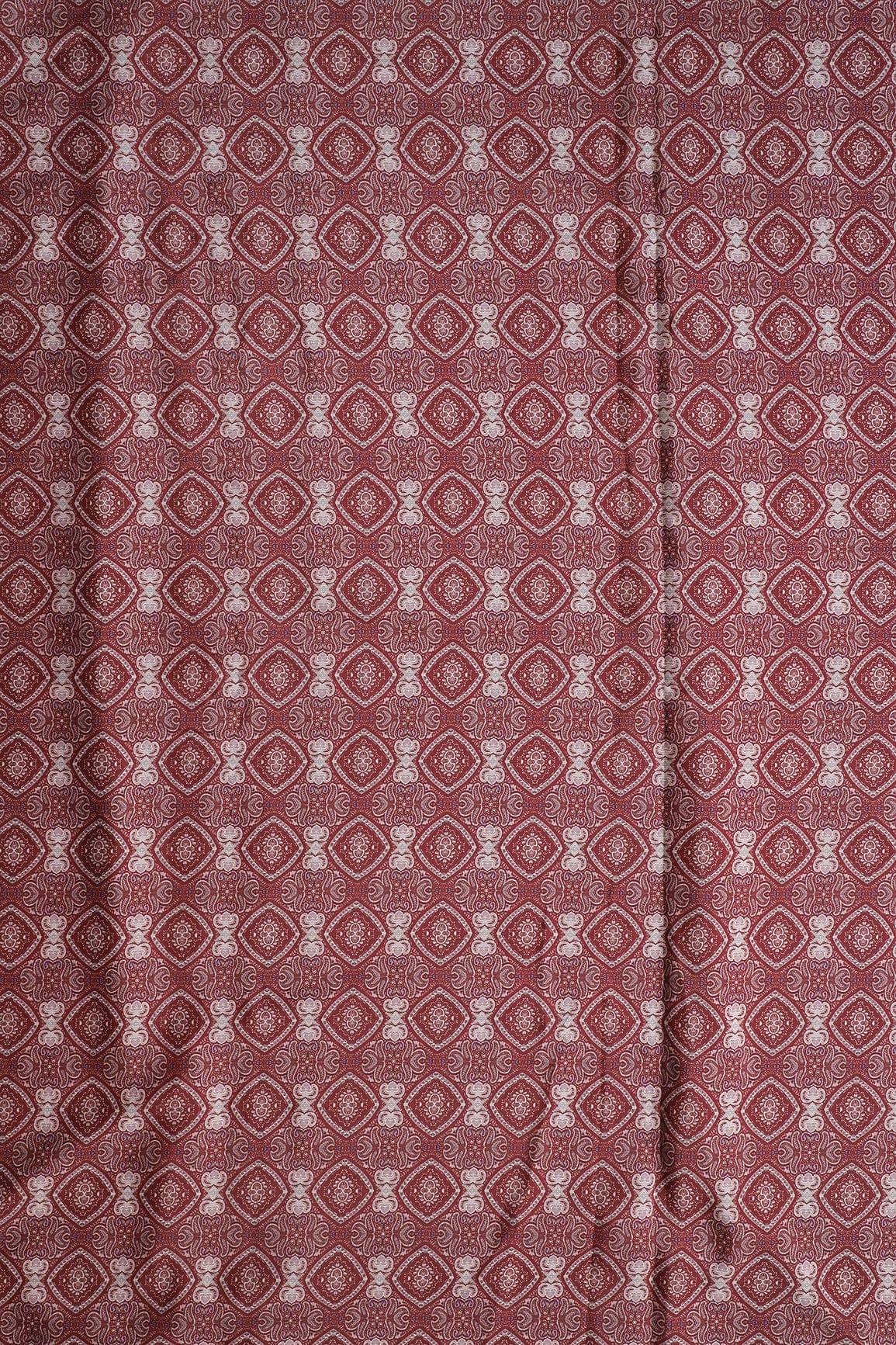 AIzaSyBcstauz-XMPRhEY21AUzeo032pxrXB5Ug - Beige Traditional Pattern Digital Print On Dark Maroon French Crepe Fabric