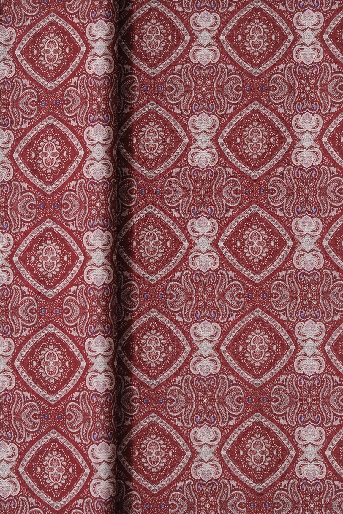 AIzaSyBcstauz-XMPRhEY21AUzeo032pxrXB5Ug - Beige Traditional Pattern Digital Print On Dark Maroon French Crepe Fabric