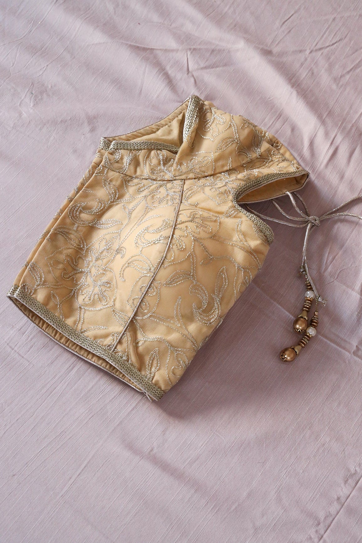 AIzaSyBcstauz-XMPRhEY21AUzeo032pxrXB5Ug - Beige Zari Embroidery Net Stitched Blouse