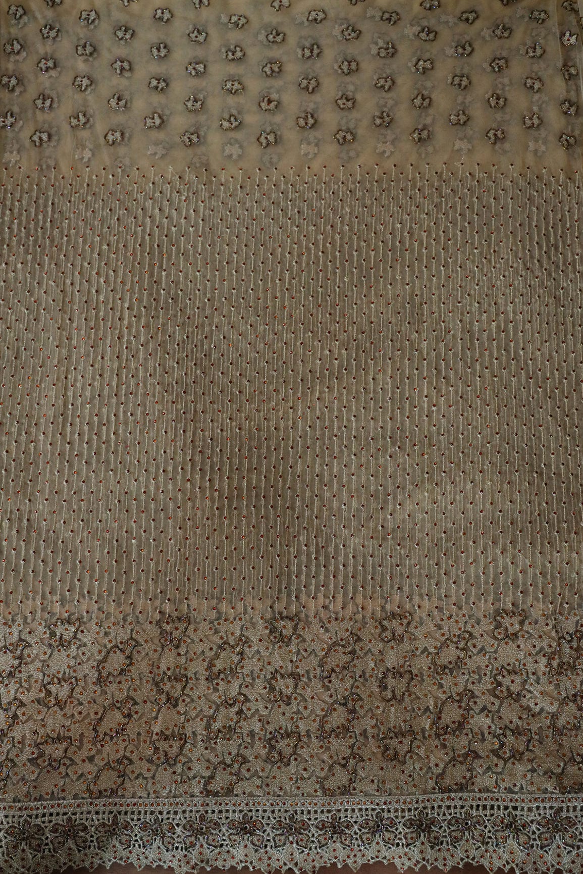 AIzaSyBcstauz-XMPRhEY21AUzeo032pxrXB5Ug - Big Width "56" Handwork Embroidery on Beige Soft net Fabric