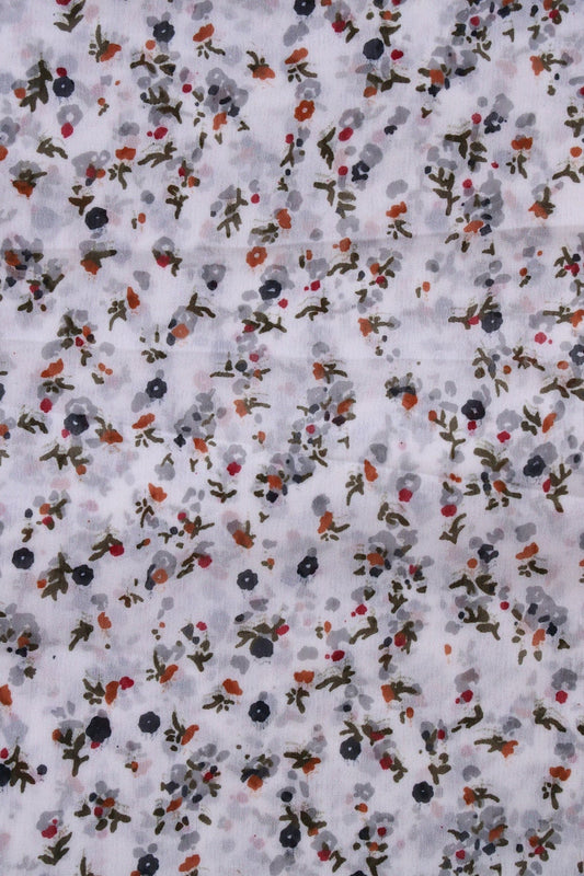 AIzaSyBcstauz-XMPRhEY21AUzeo032pxrXB5Ug - Big Width "56" Multi Color Small Floral Digital Print On White Georgette Fabric