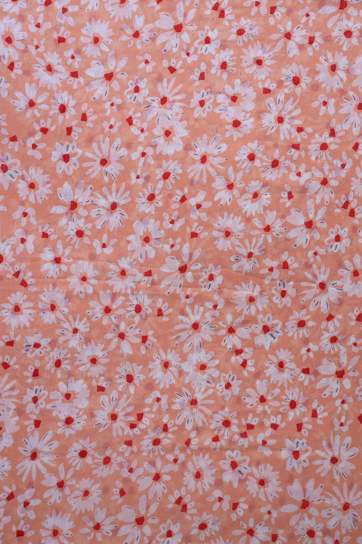 AIzaSyBcstauz-XMPRhEY21AUzeo032pxrXB5Ug - Big Width "56" White And Red Floral Digital Print On Peach Georgette Fabric