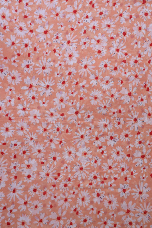 AIzaSyBcstauz-XMPRhEY21AUzeo032pxrXB5Ug - Big Width "56" White And Red Floral Digital Print On Peach Georgette Fabric
