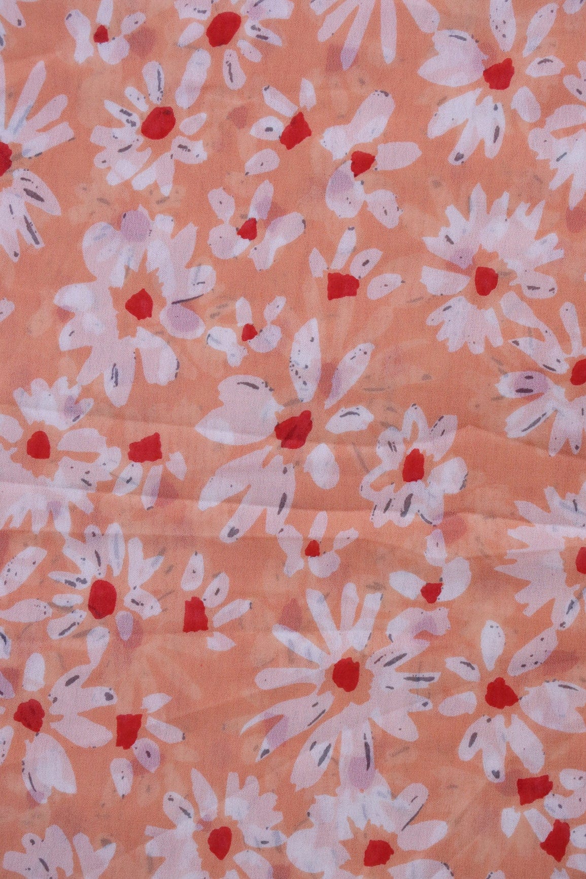 AIzaSyBcstauz-XMPRhEY21AUzeo032pxrXB5Ug - Big Width "56" White And Red Floral Digital Print On Peach Georgette Fabric
