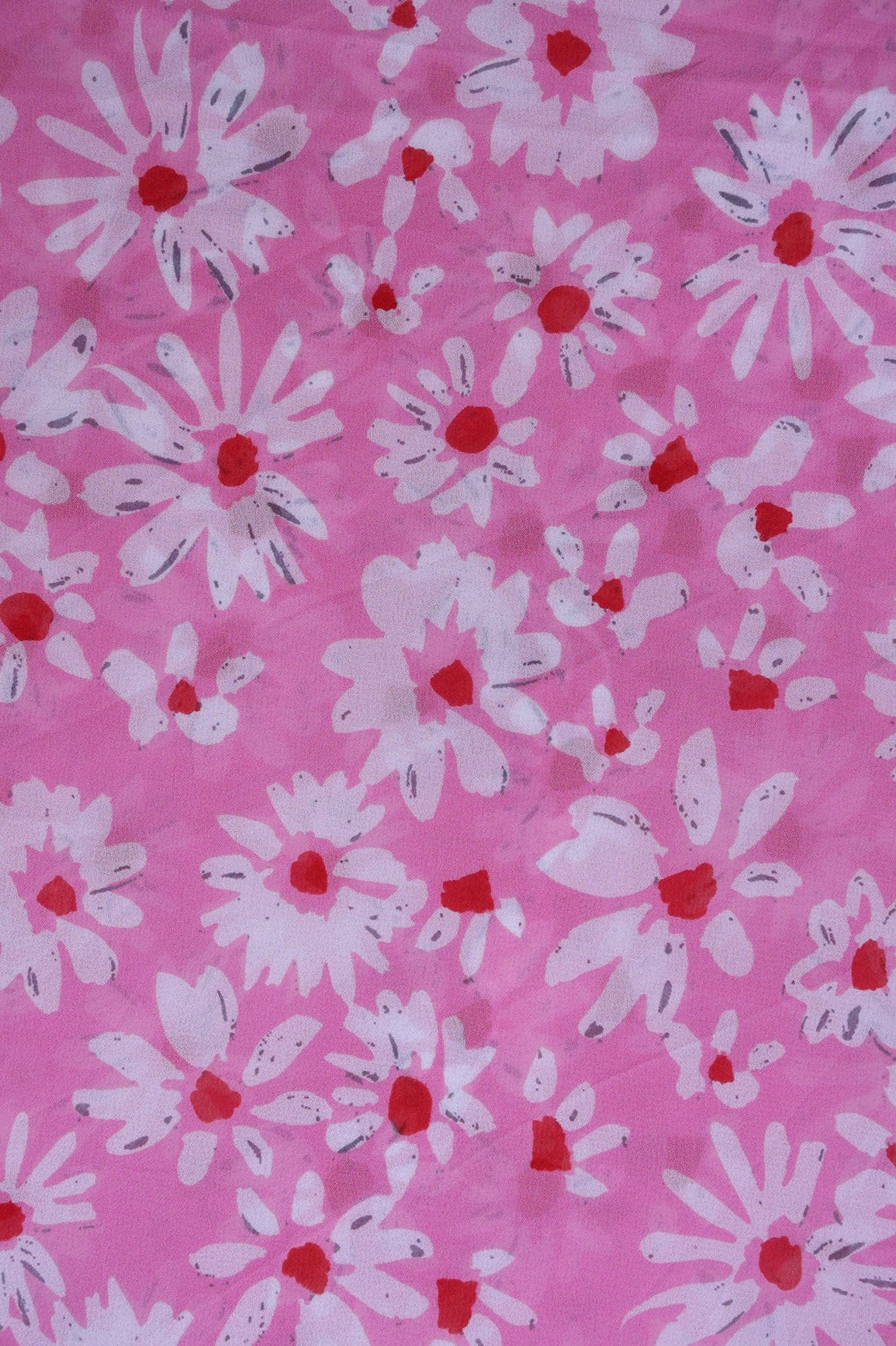 AIzaSyBcstauz-XMPRhEY21AUzeo032pxrXB5Ug - Big Width "56" White And Red Floral Digital Print On Pink Georgette Fabric