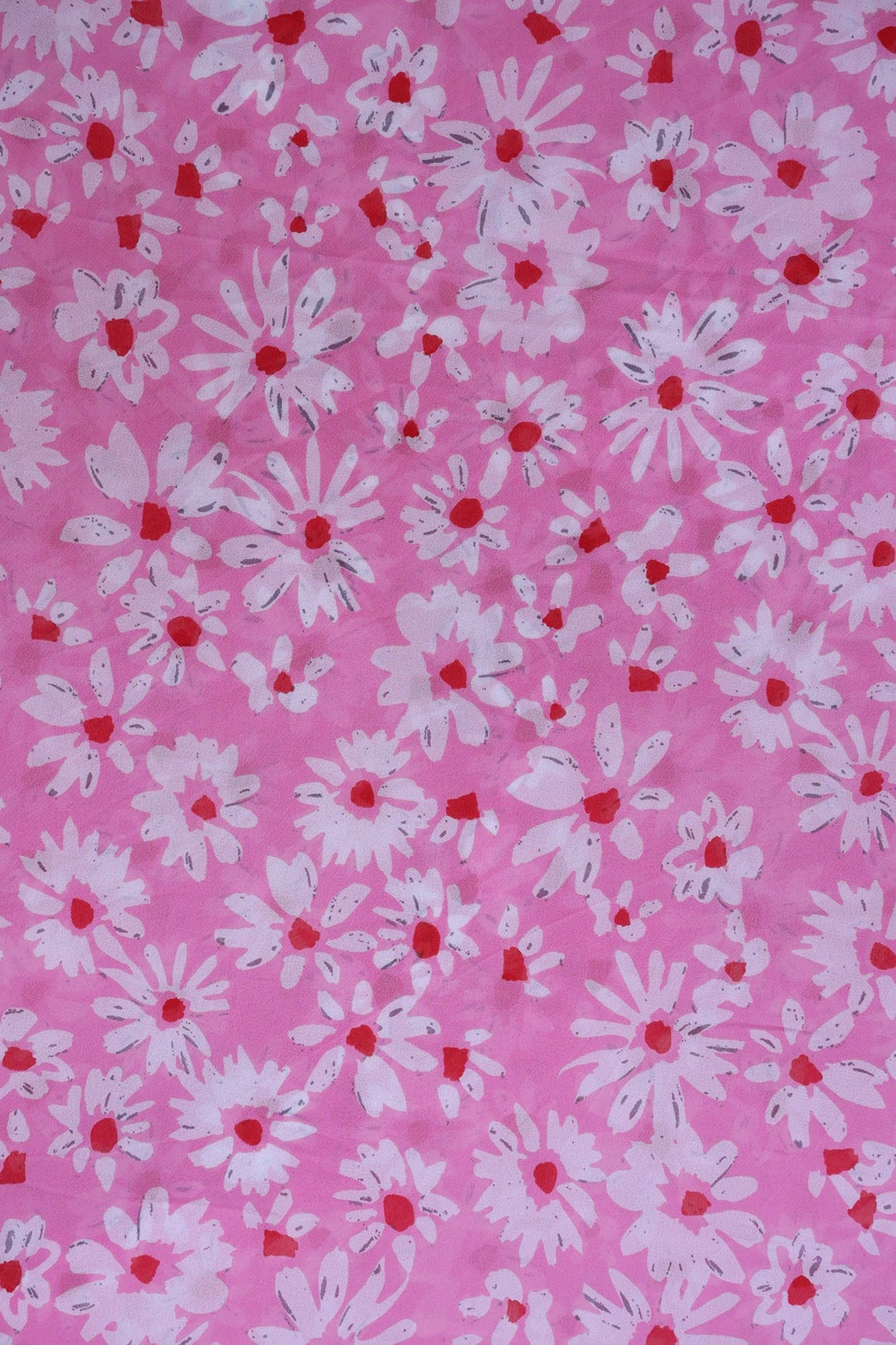 AIzaSyBcstauz-XMPRhEY21AUzeo032pxrXB5Ug - Big Width "56" White And Red Floral Digital Print On Pink Georgette Fabric