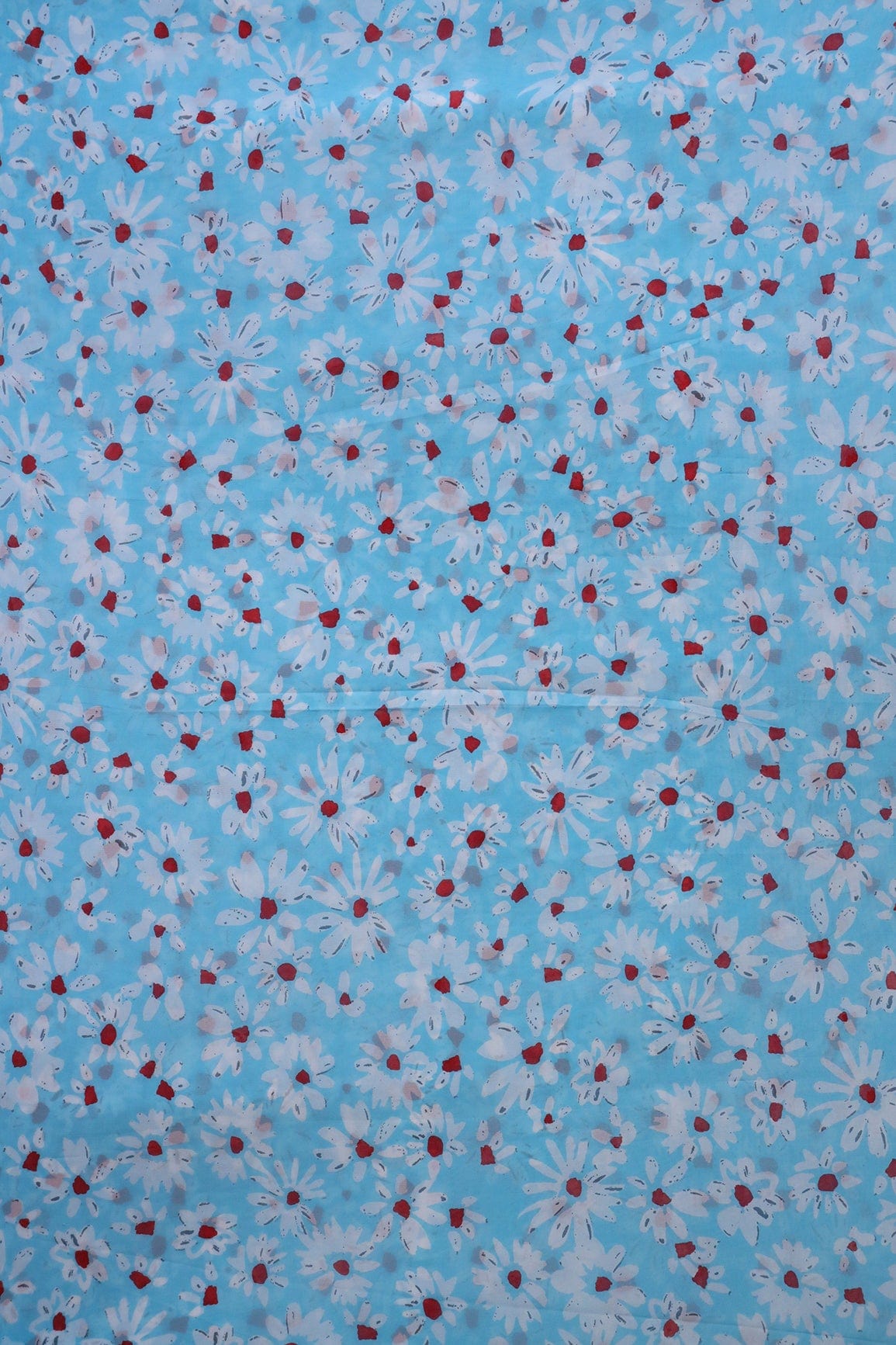AIzaSyBcstauz-XMPRhEY21AUzeo032pxrXB5Ug - Big Width "56" White And Red Floral Digital Print On Sky Blue Georgette Fabric