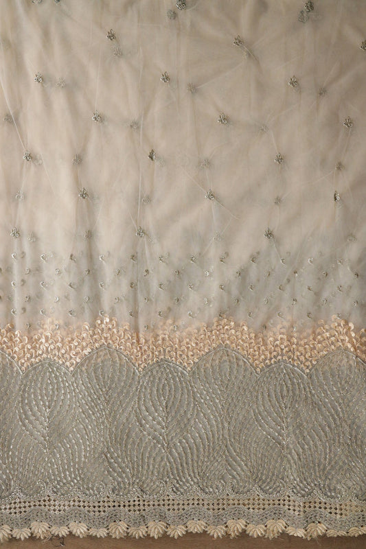 AIzaSyBcstauz-XMPRhEY21AUzeo032pxrXB5Ug - Big Width''56'' Beige Thread With Zari Traditional Embroidery Work On Beige Soft Net Fabric With Border