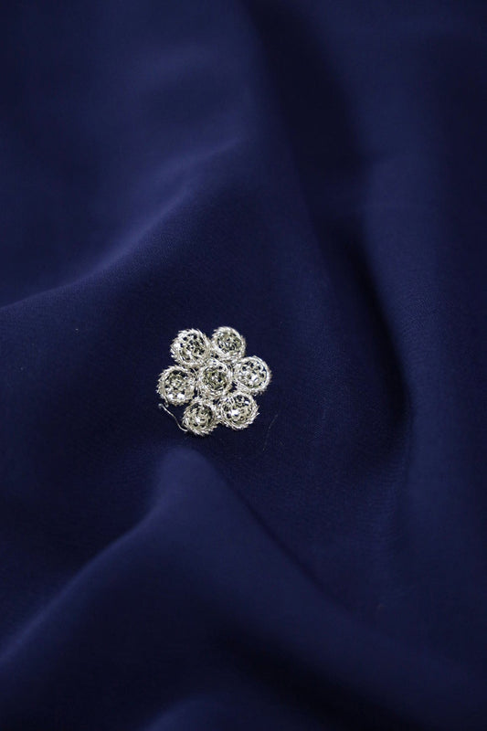 AIzaSyBcstauz-XMPRhEY21AUzeo032pxrXB5Ug - Big Width''56'' Blue Thread With Zari Ethnic Embroidery Work On Navy Blue Georgette Fabric With Border