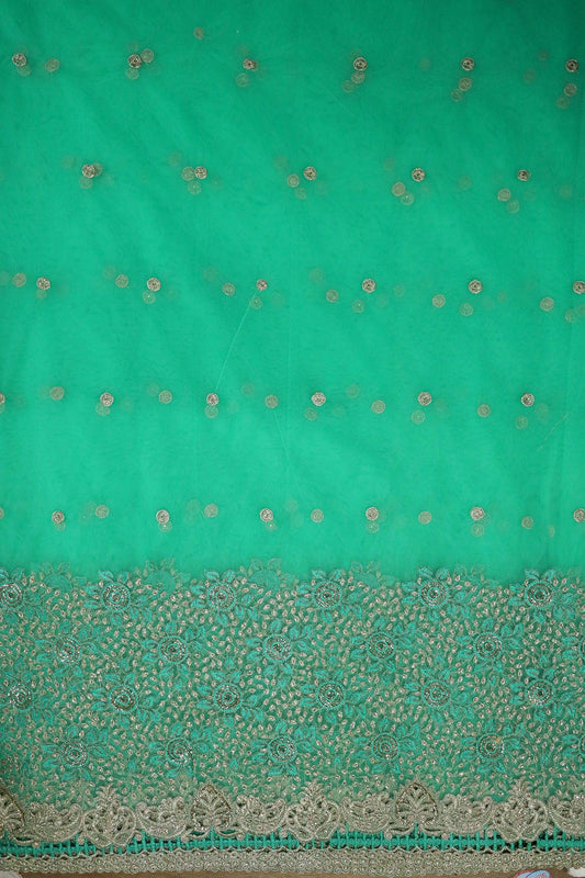 AIzaSyBcstauz-XMPRhEY21AUzeo032pxrXB5Ug - Big Width''56'' Mint Green Thread With Zari Floral Embroidery Work On Mint Green Soft Net Fabric With Border