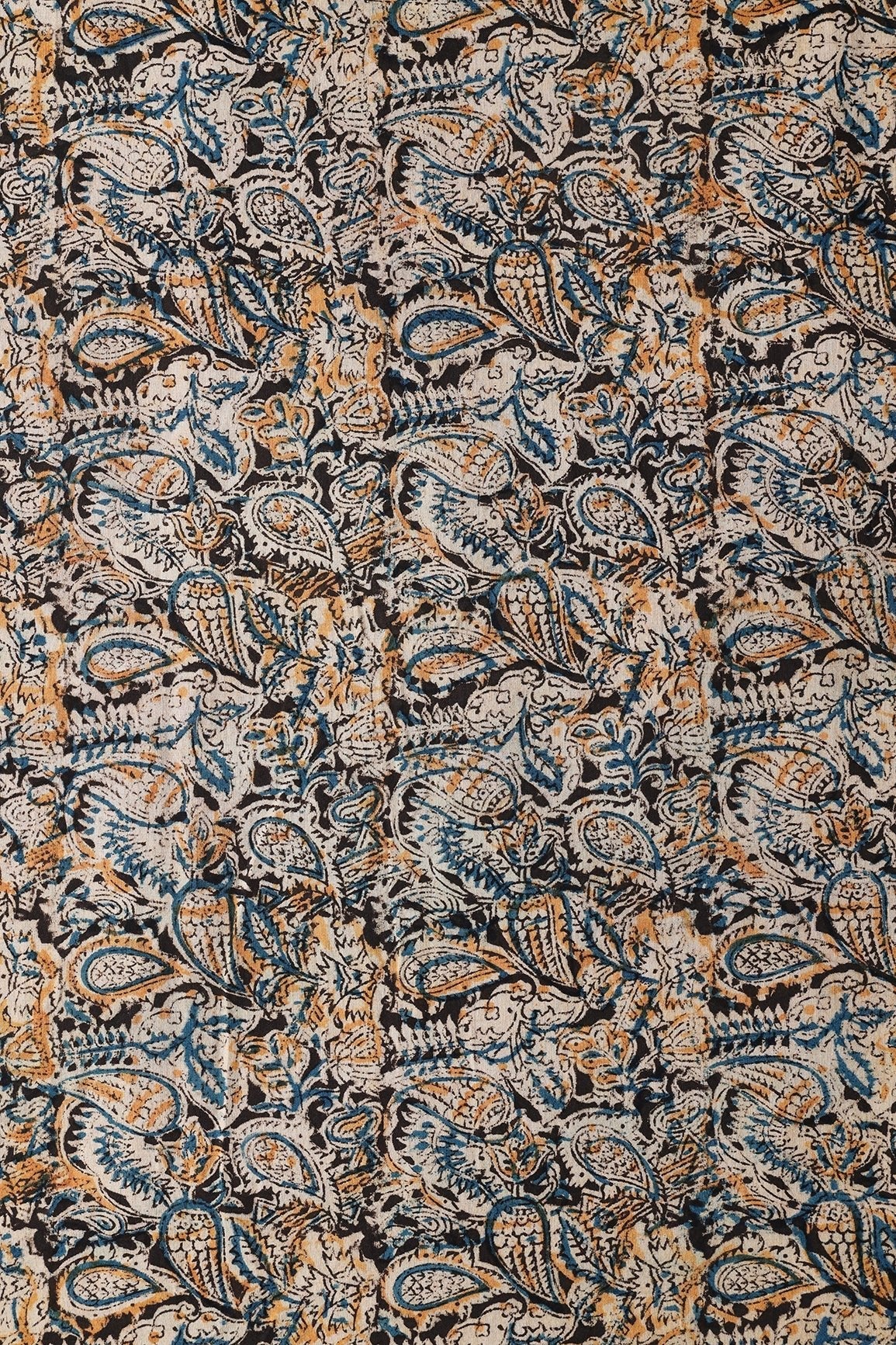 AIzaSyBcstauz-XMPRhEY21AUzeo032pxrXB5Ug - Black And Beige Floral Pattern Handblock Kalamkari Organic Cotton Fabric