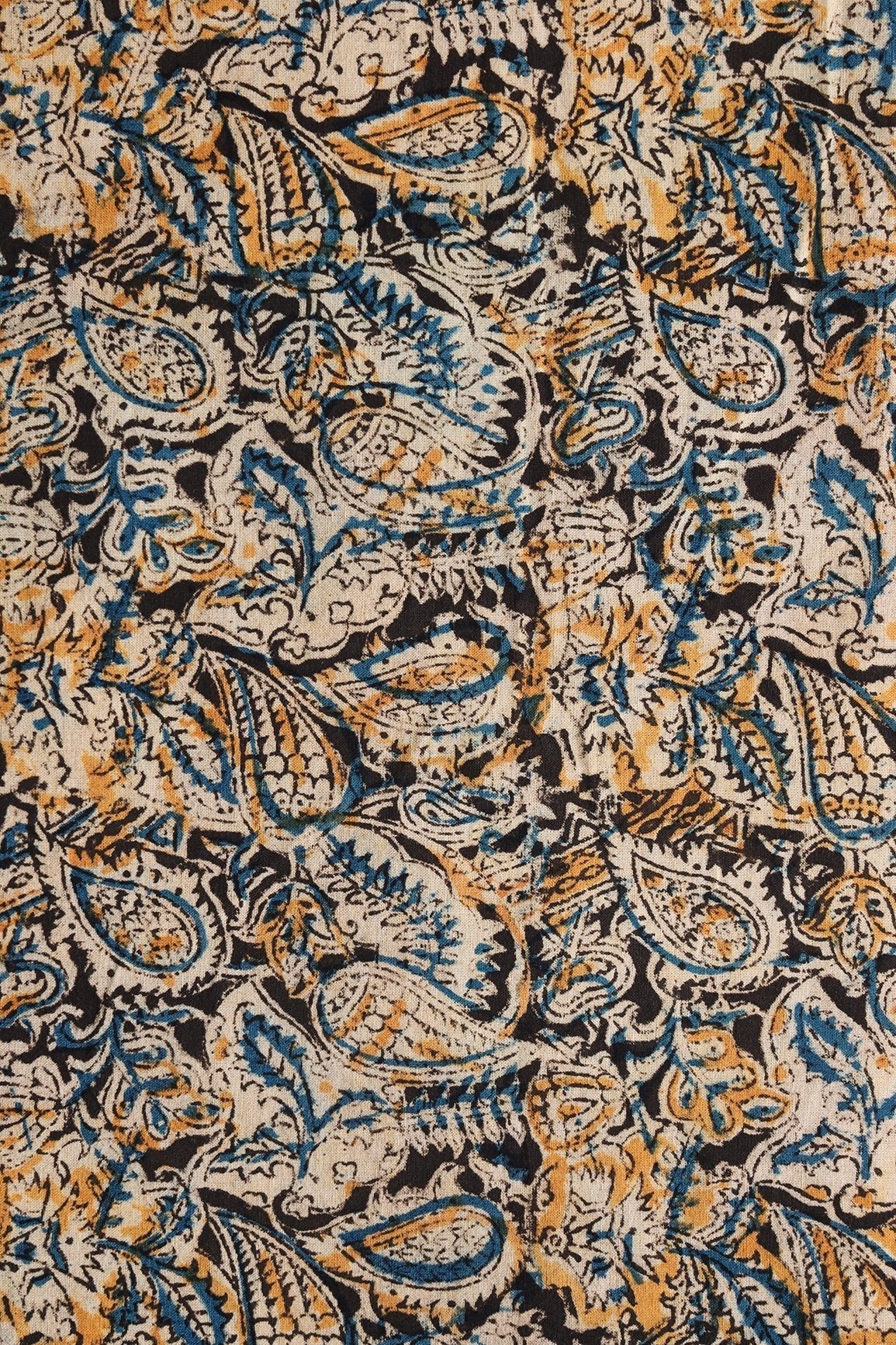 AIzaSyBcstauz-XMPRhEY21AUzeo032pxrXB5Ug - Black And Beige Floral Pattern Handblock Kalamkari Organic Cotton Fabric