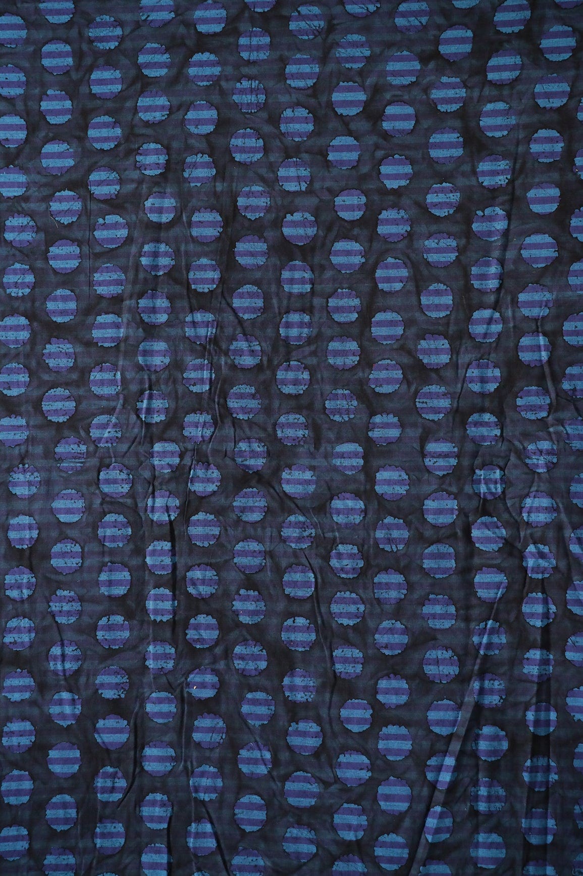 AIzaSyBcstauz-XMPRhEY21AUzeo032pxrXB5Ug - Black And Blue Polka Stripes Pattern Batik Handblock Organic Cotton Fabric