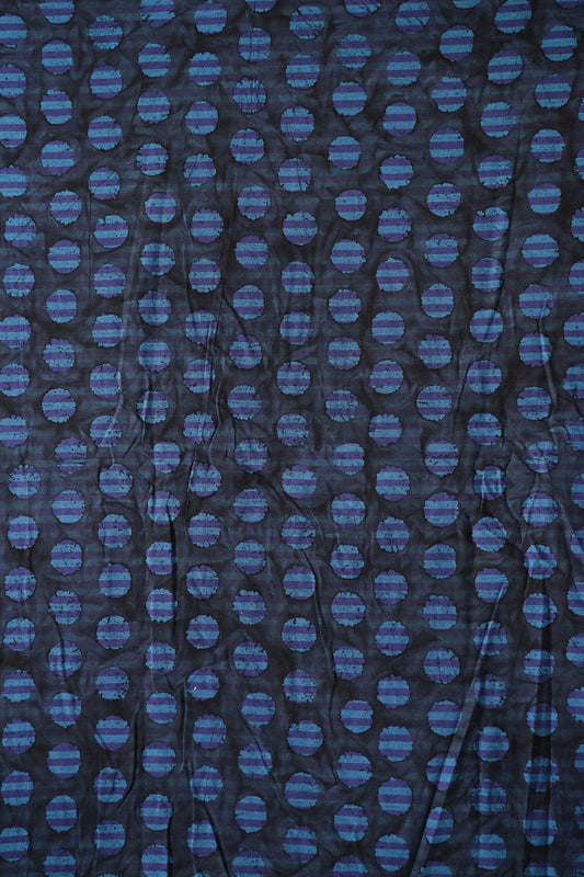 AIzaSyBcstauz-XMPRhEY21AUzeo032pxrXB5Ug - Black And Blue Polka Stripes Pattern Batik Handblock Organic Cotton Fabric