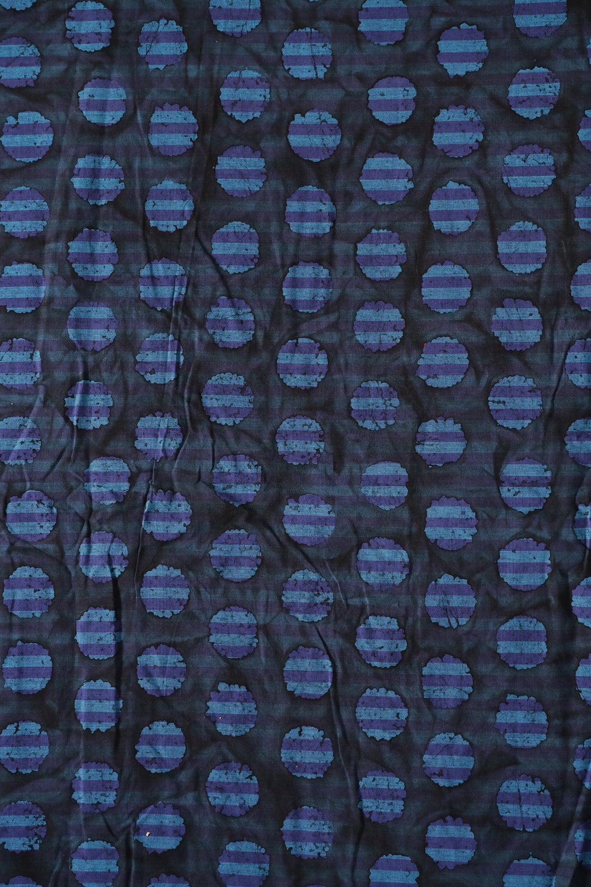 AIzaSyBcstauz-XMPRhEY21AUzeo032pxrXB5Ug - Black And Blue Polka Stripes Pattern Batik Handblock Organic Cotton Fabric